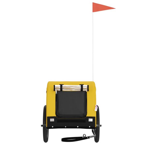 vidaXL Remolque bicicleta mascotas hierro tela Oxford amarillo negro