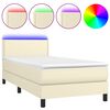vidaXL Cama box spring y colch&oacute;n LED cuero sint&eacute;tico crema 80x200 cm
