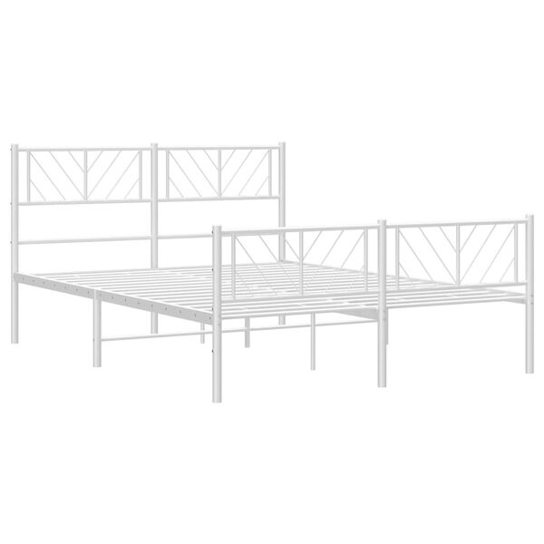 vidaXL Estructura cama sin colch&oacute;n con estribo metal blanco 140x190 cm