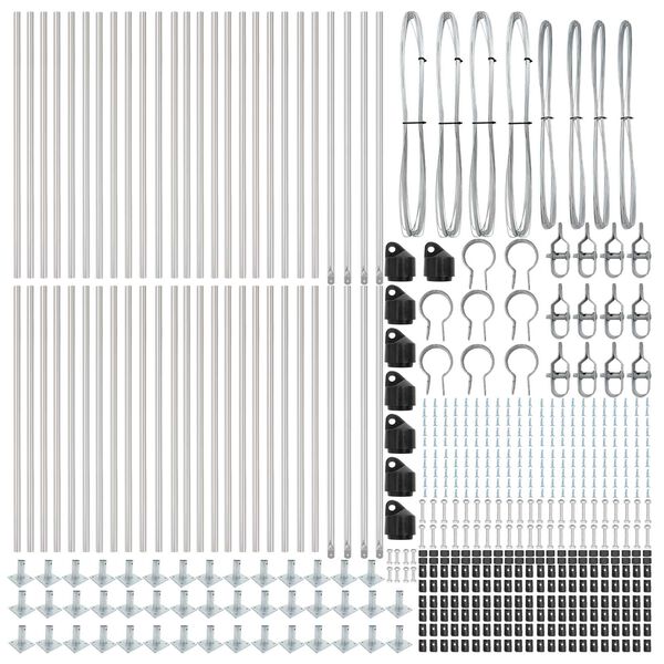 vidaXL Poste de cerca Otro 52 pcs Gris 3,2 x 3,2 x 90 cm Acero