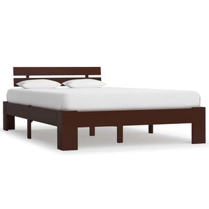 vidaXL Estructura cama sin colch&oacute;n madera pino marr&oacute;n oscuro 140x200cm