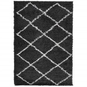 vidaXL Alfombra de pelo largo moderna PAMPLONA negro y crema 140x200cm