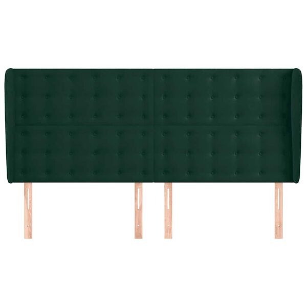vidaXL Cabecero con orejas de terciopelo verde oscuro 163x23x118/128cm