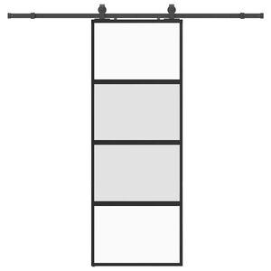 vidaXL Puerta corredera con herrajes negro 76x205 cm vidrio templado