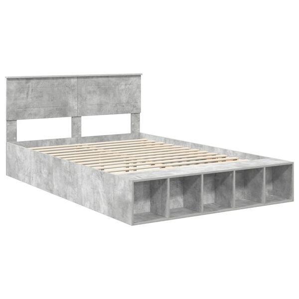 vidaXL Estructura de cama con estante Gris Concreto 160 x 200 cm