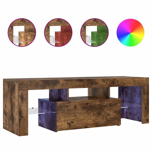 vidaXL Mueble de TV con luces LED roble ahumado 120x35x40 cm