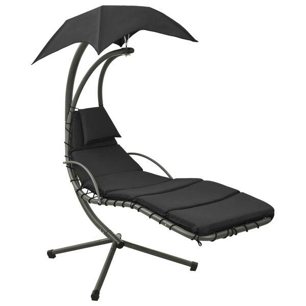 vidaXL Balanc&iacute;n de jard&iacute;n de tela negra y gris 190x90x200 cm