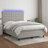 vidaXL Cama box spring colch&oacute;n y luces LED tela gris claro 140x200 cm