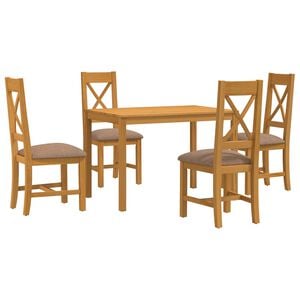vidaXL Conjunto de comedor 5 uds. Gris Madera de Roble S&oacute;lido