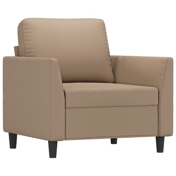 vidaXL Sill&oacute;n con taburete cuero sint&eacute;tico color capuchino 60 cm