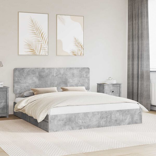 vidaXL Cama con almacenamiento con cabecera Gris Concreto 180 x 200 cm