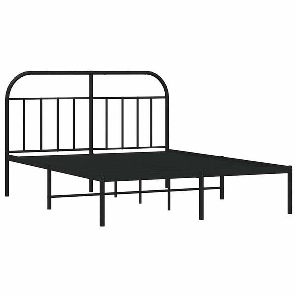 vidaXL Estructura cama sin colch&oacute;n con cabecero metal negro 150x200 cm