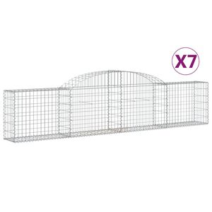 vidaXL Cestas de gaviones 7 uds forma de arco hierro 300x30x60/80 cm