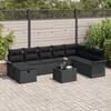 vidaXL Conjunto de sof&aacute; de jard&iacute;n Manual 9 pcs Negro rat&aacute;n sint&eacute;tico
