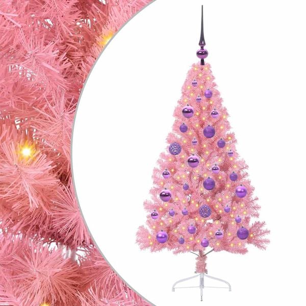 vidaXL &Aacute;rbol de Navidad Artificial Preiluminado Rosa 120 cm PVC