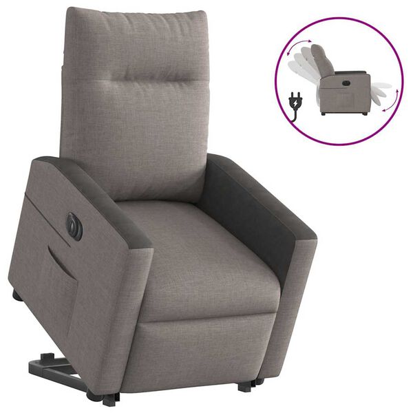 vidaXL Sill&oacute;n el&eacute;ctrico reclinable elevable de tela gris taupe