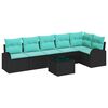 vidaXL Conjunto de sof&aacute;s de jard&iacute;n 7 uds. Negro y Turquesa