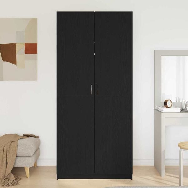 vidaXL Armario Roble Negro 90 x 52 x 200 cm Madera contrachapada