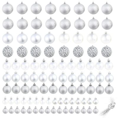 vidaXL Lote de bolas de Navidad 100 unidades plateadas 3/4/6 cm