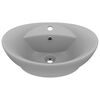 vidaXL Lavabo lujoso ovalado con rebosadero cer&aacute;mica gris claro mate