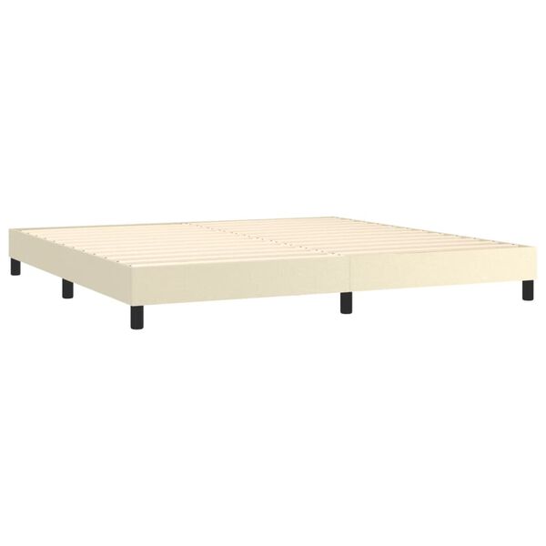 vidaXL Cama box spring con colch&oacute;n cuero sint&eacute;tico crema 200x200 cm