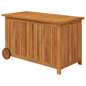 vidaXL Caja de almacenaje de jard&iacute;n ruedas acacia maciza 90x50x58 cm