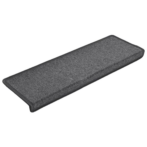vidaXL Alfombrillas para escaleras 15 unidades 65x21x4 cm Gris oscuro Borde rectangular