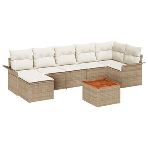 vidaXL Conjunto de sof&aacute;s de jard&iacute;n 8 pcs Beige y Crema rat&aacute;n sint&eacute;tico