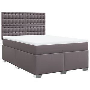 vidaXL Cama box spring con colch&oacute;n cuero sint&eacute;tico gris 140x200 cm