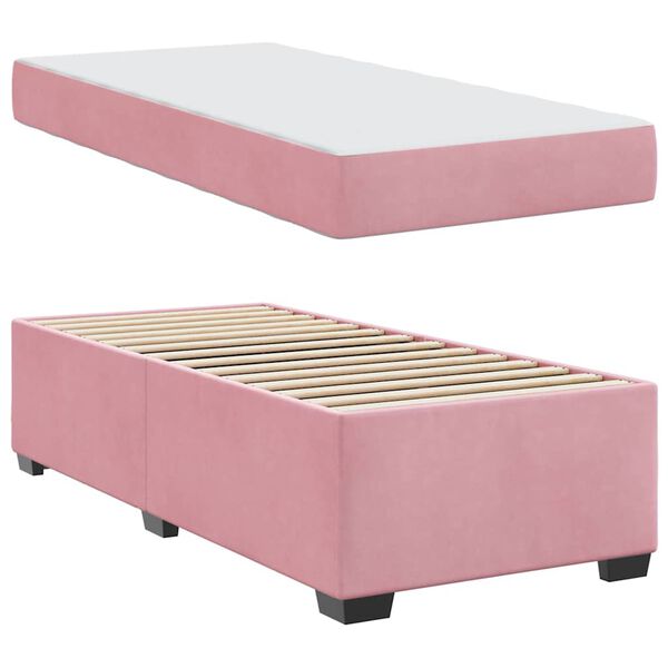 vidaXL Estructura de cama con colch&oacute;n Rosa 80 x 200 cm tela