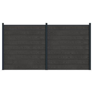 vidaXL Conjunto de valla 2 pcs 353 x 186 cm WPC y Aluminio Negro