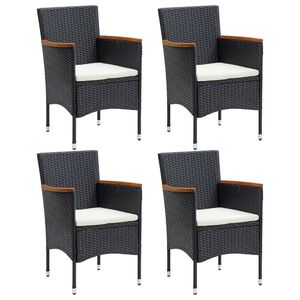 vidaXL Sillas de comedor de jard&iacute;n 4 unidades rat&aacute;n sint&eacute;tico negro