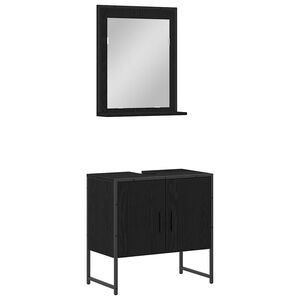 vidaXL Juego de muebles de ba&ntilde;o 2 pcs Negro Madera contrachapada