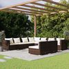 vidaXL Set muebles de jard&iacute;n 9 piezas y cojines rat&aacute;n sint&eacute;tico marr&oacute;n