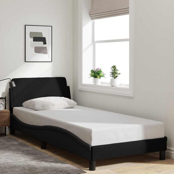 vidaXL Estructura de cama con cabecero Dover tela negro 80x200cm