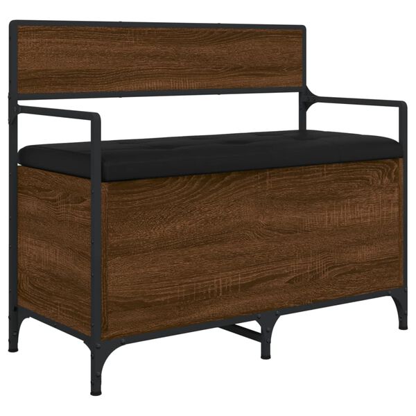 vidaXL Banco almacenaje madera ingenier&iacute;a roble marr&oacute;n 85,5x42x73,5 cm