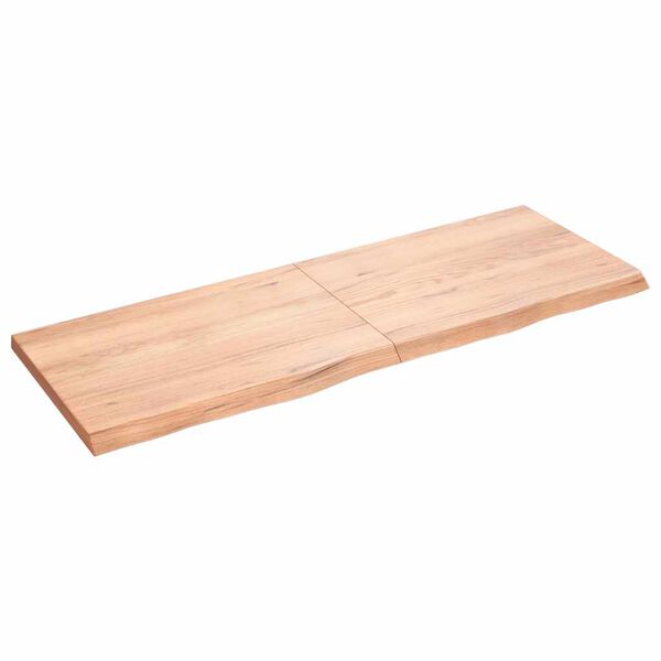 vidaXL Tablero mesa madera roble tratada marrón claro 140x50x(2-4) cm