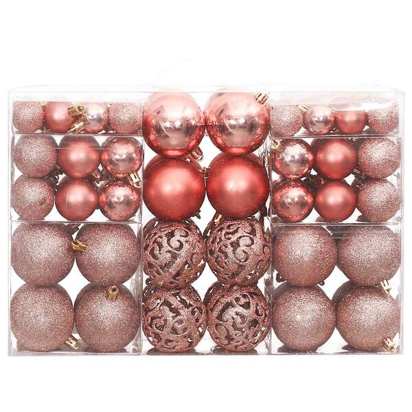 vidaXL Bolas de Navidad 100 unidades rosa y rosado 3 / 4 / 6 cm