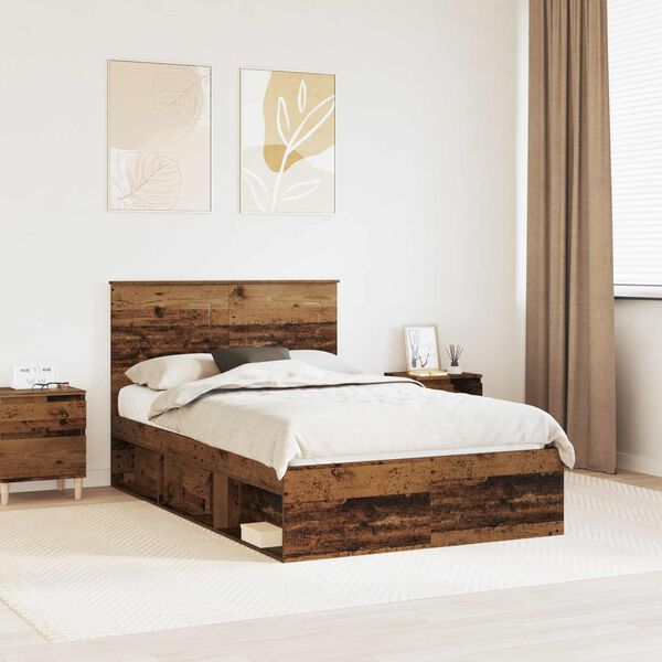 vidaXL Estructura de cama con cabecera Madera vieja 120 x 190 cm