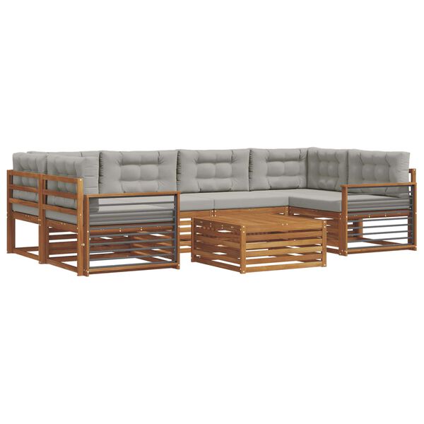 vidaXL Conjunto de sof&aacute;s de exterior 7 pcs Gris Natural y Claro