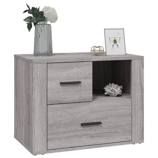 vidaXL Mesita de noche madera contrachapada gris Sonoma 60x36x45 cm
