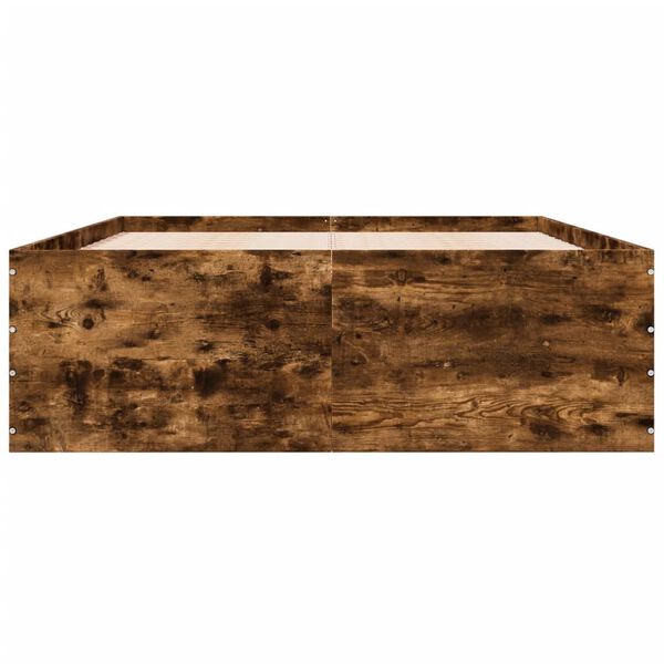 vidaXL Estructura de cama madera de ingenier&iacute;a roble ahumado 140x190cm