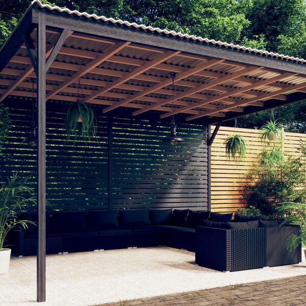vidaXL Set de muebles de jard&iacute;n 10 pzas cojines rat&aacute;n sint&eacute;tico negro