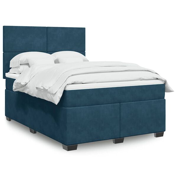 vidaXL Cama box spring con colch&oacute;n terciopelo azul 140x190 cm