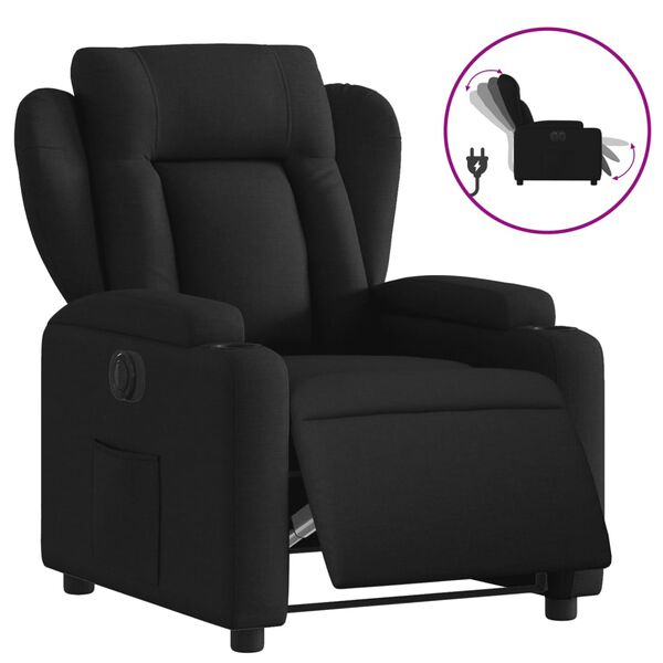 vidaXL Sill&oacute;n reclinable el&eacute;ctrico de tela negro