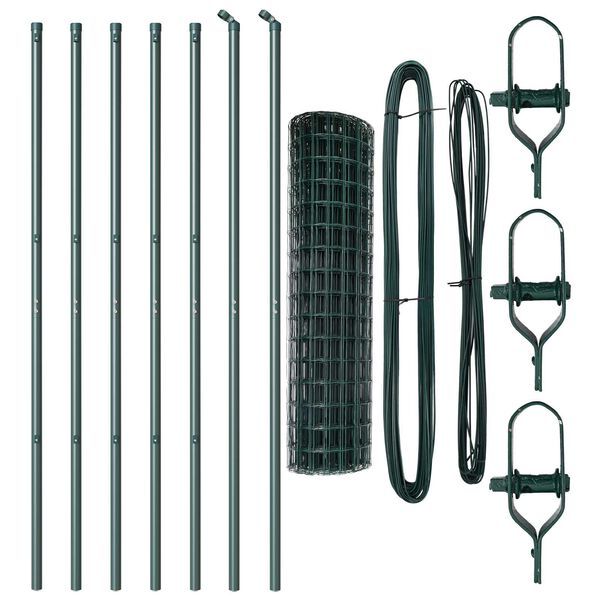 vidaXL Valla con Poste Verde 1 x 10 m Acero y PVC