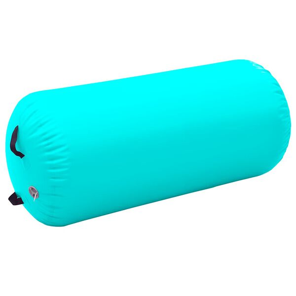 vidaXL Rollo hinchable de gimnasia con bomba PVC verde 120x90 cm