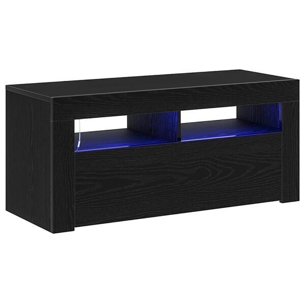 vidaXL Gabinete de TV Roble Negro 90 x 39 x 30 cm Madera contrachapada