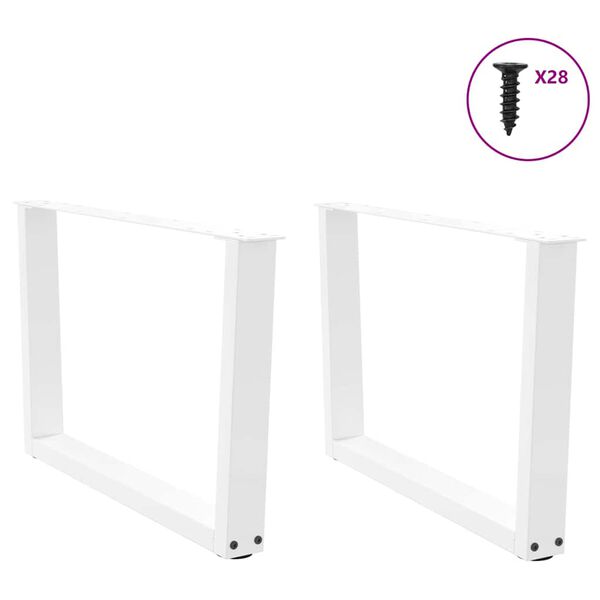 vidaXL Patas para mesa de centro en forma de V (2 unidades), color blanco, 70 x (42-43,3) cm, acero