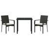 vidaXL Conjunto de Comedor de Jard&iacute;n 3 pcs Negro rat&aacute;n sint&eacute;tico